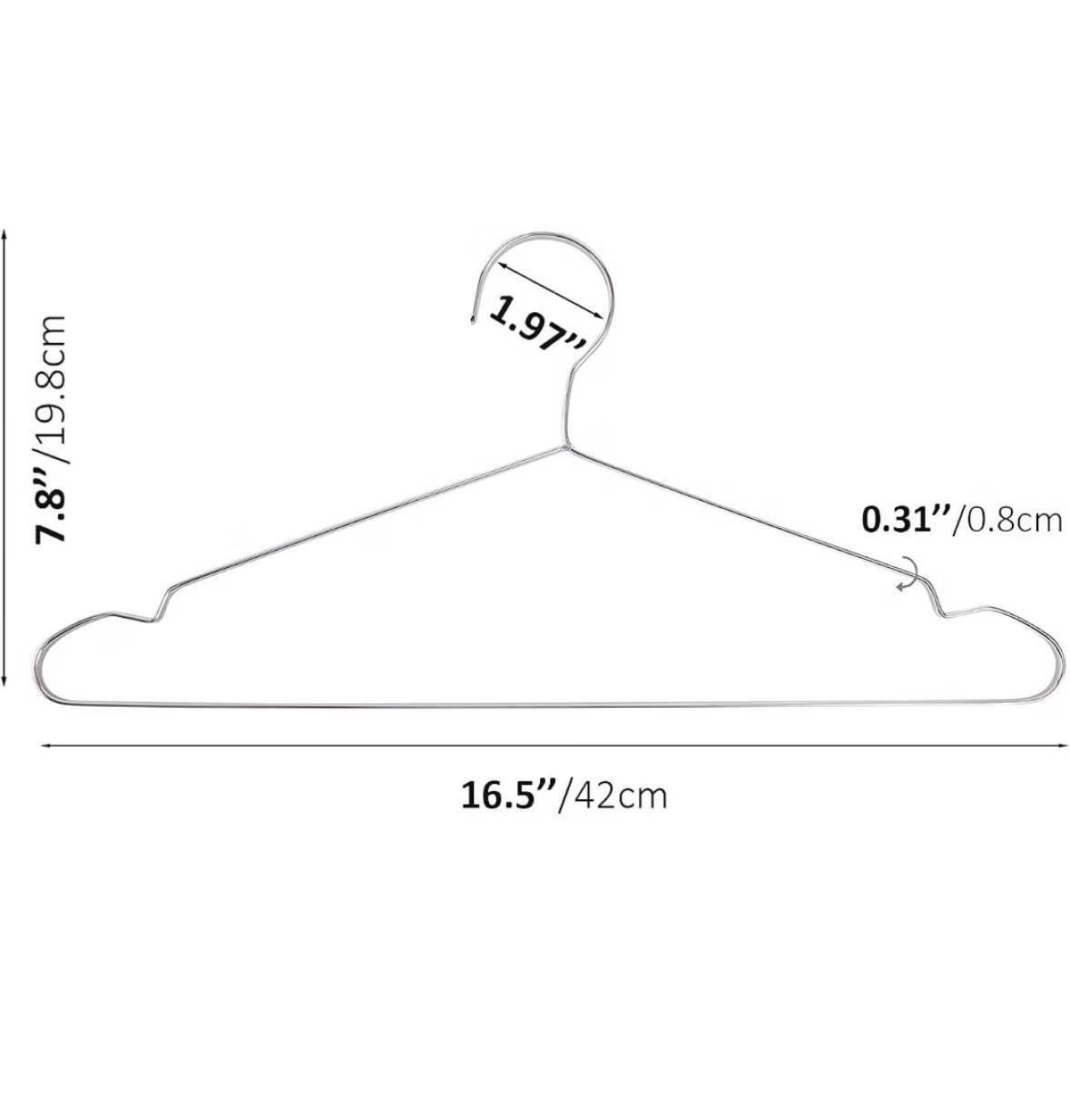 Heavy-duty stainless-steel hanger dimensions