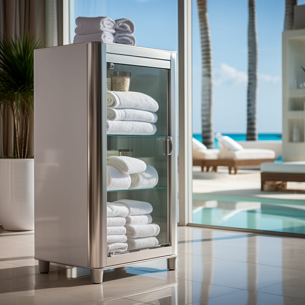 outdoor beach towel storage