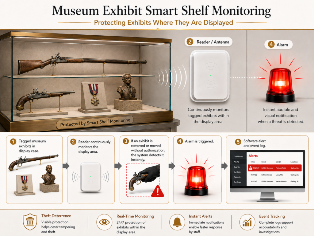 Museum Exhibit Smart Shelf Monitoring / Theft Prevention System