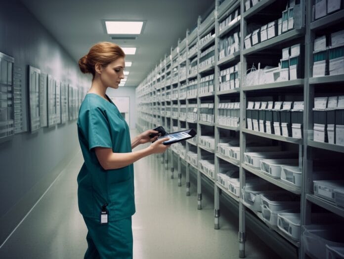 Hospital asset tracking and medical equipment inventory Hospital staff using RFID technology for medical equipment tracking and inventory