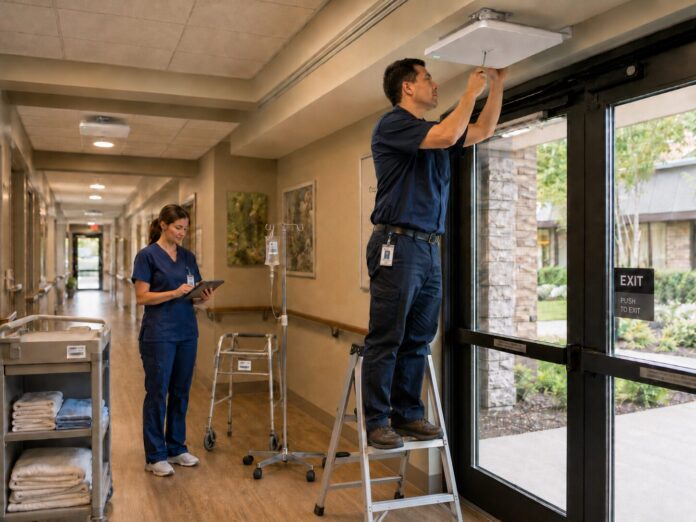 Equipment monitoring in a healthcare hallway