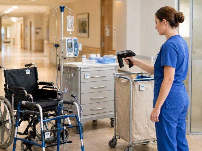Handheld equipment search in a healthcare corridor