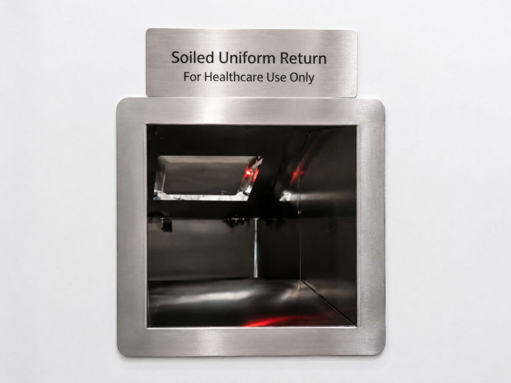Soiled uniform return chute system
