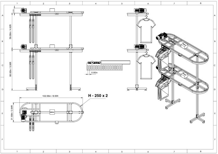 H-250 two-tier motorized wardrobe modification