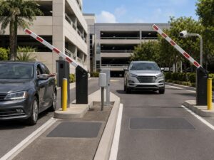 Ticketed and ticketless parking entry systems using a ticket dispenser and license plate recognition