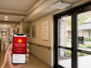Unauthorized exit alert in care facility