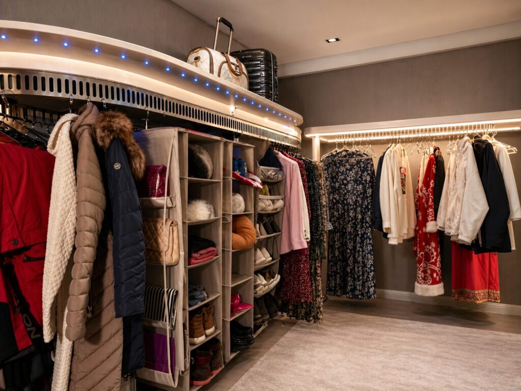 rotating clothes carousels system for home wardrobe