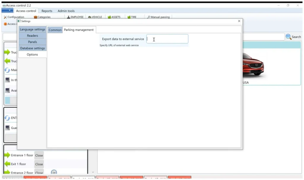 External service export settings