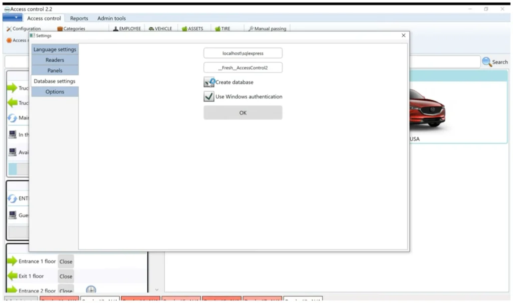 Shared SQL database setup for centralized parking management