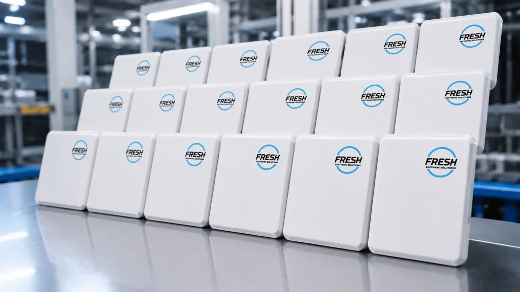 Fresh USA long-range RFID readers arranged in a production or assembly environment for access control supply.