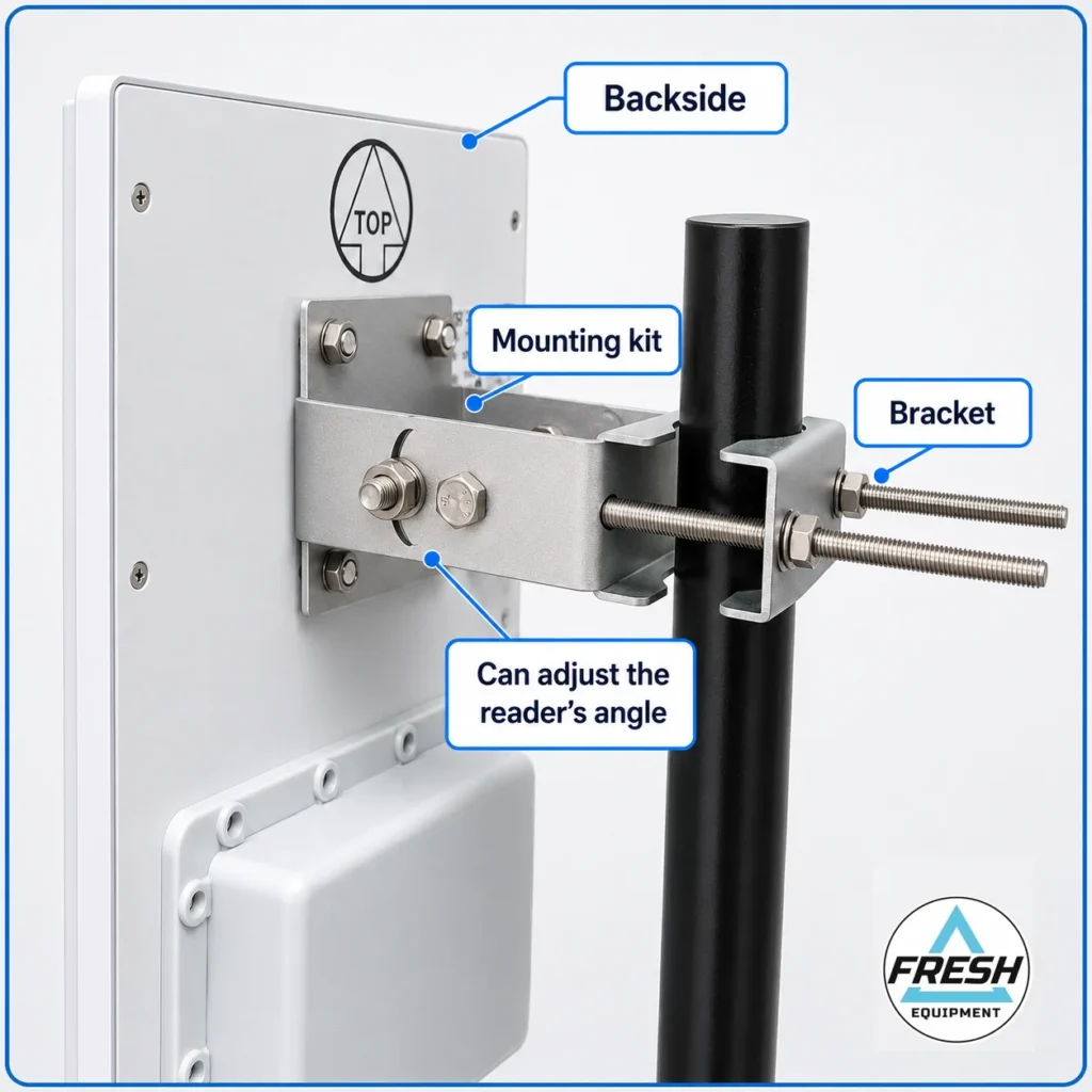 RFID reader mounting bracket setup for residential gate installation