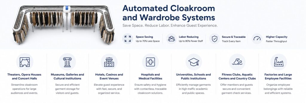 Automated cloakroom and wardrobe systems