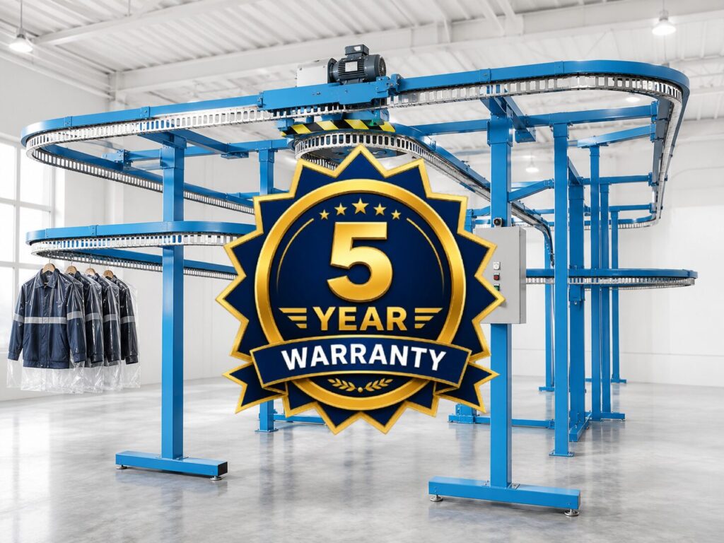 Heavy-duty commercial garment conveyor system by Fresh USA
