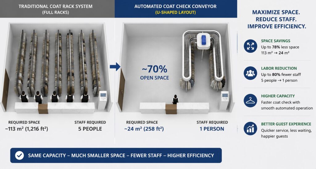 Traditional vs automated coat check systems