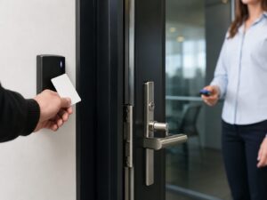 Commercial key card and key fob access control system