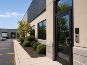Wheeling commercial property with a secured employee entrance