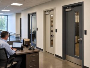 Multi-door access control system in a commercial building