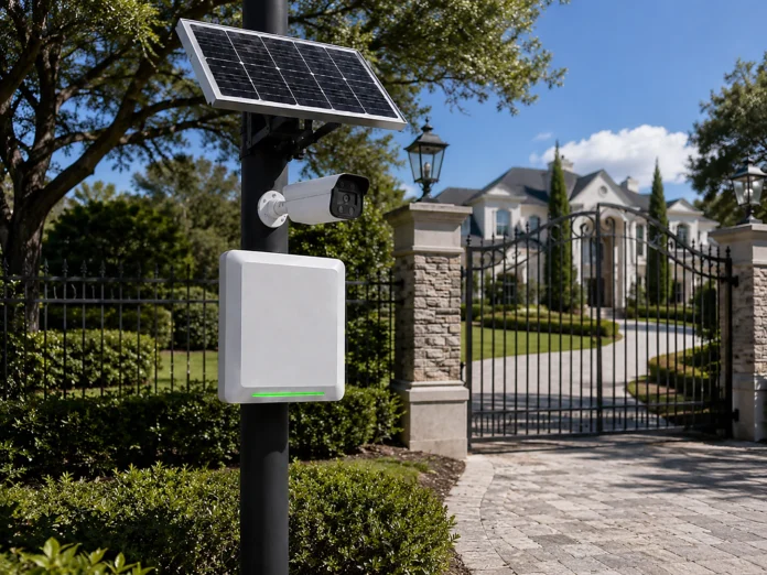 Solar-Secured Mansion Entrance HOA gated community vehicle access control entrance
