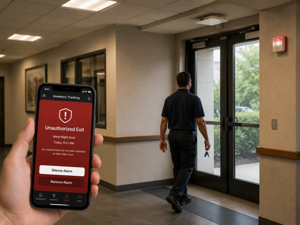 Key control system with mobile alert for unauthorized key removal